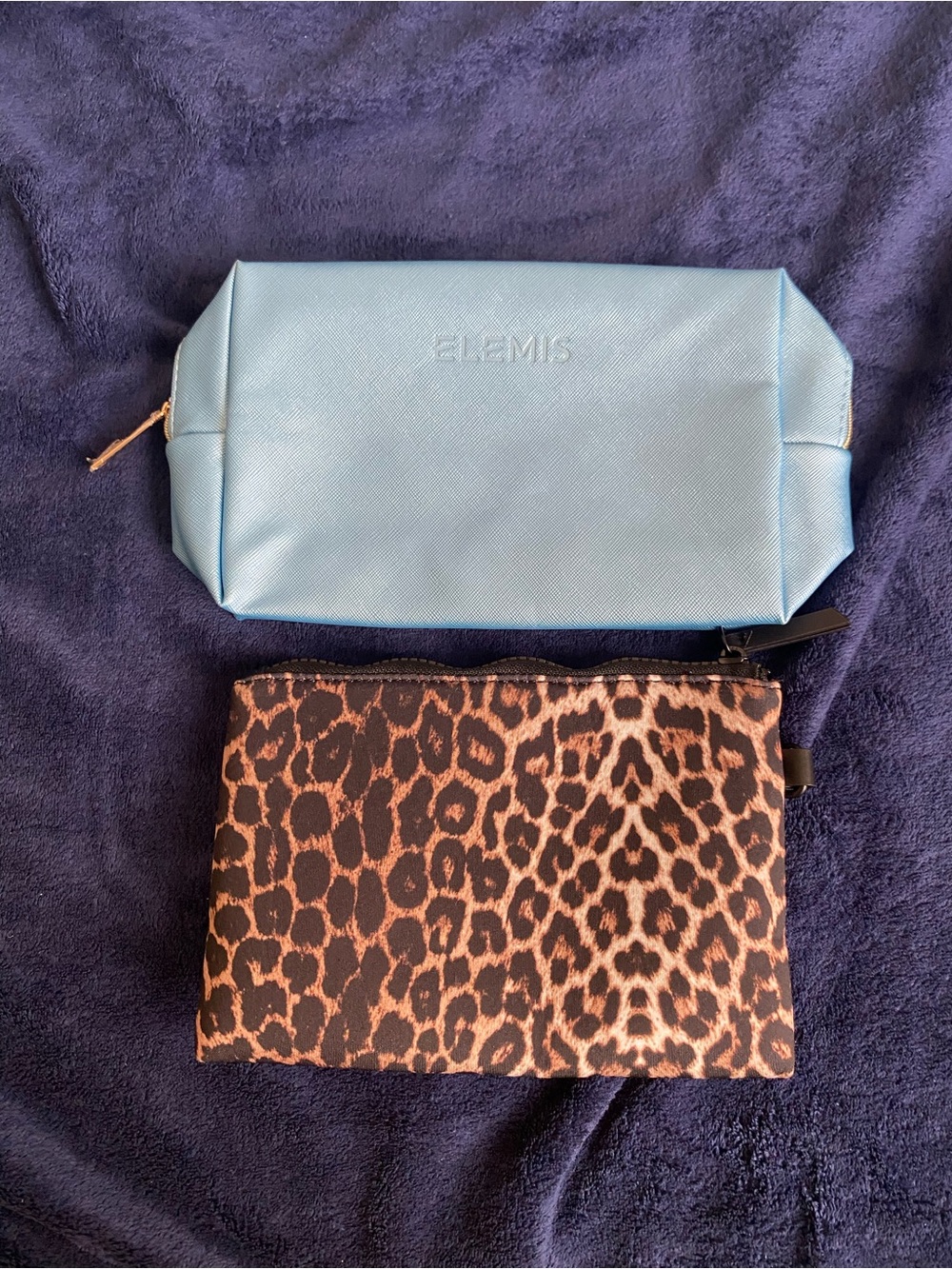 Elemis Blue Cosmetic Bag + Leopard Makeup Pouch Bundle